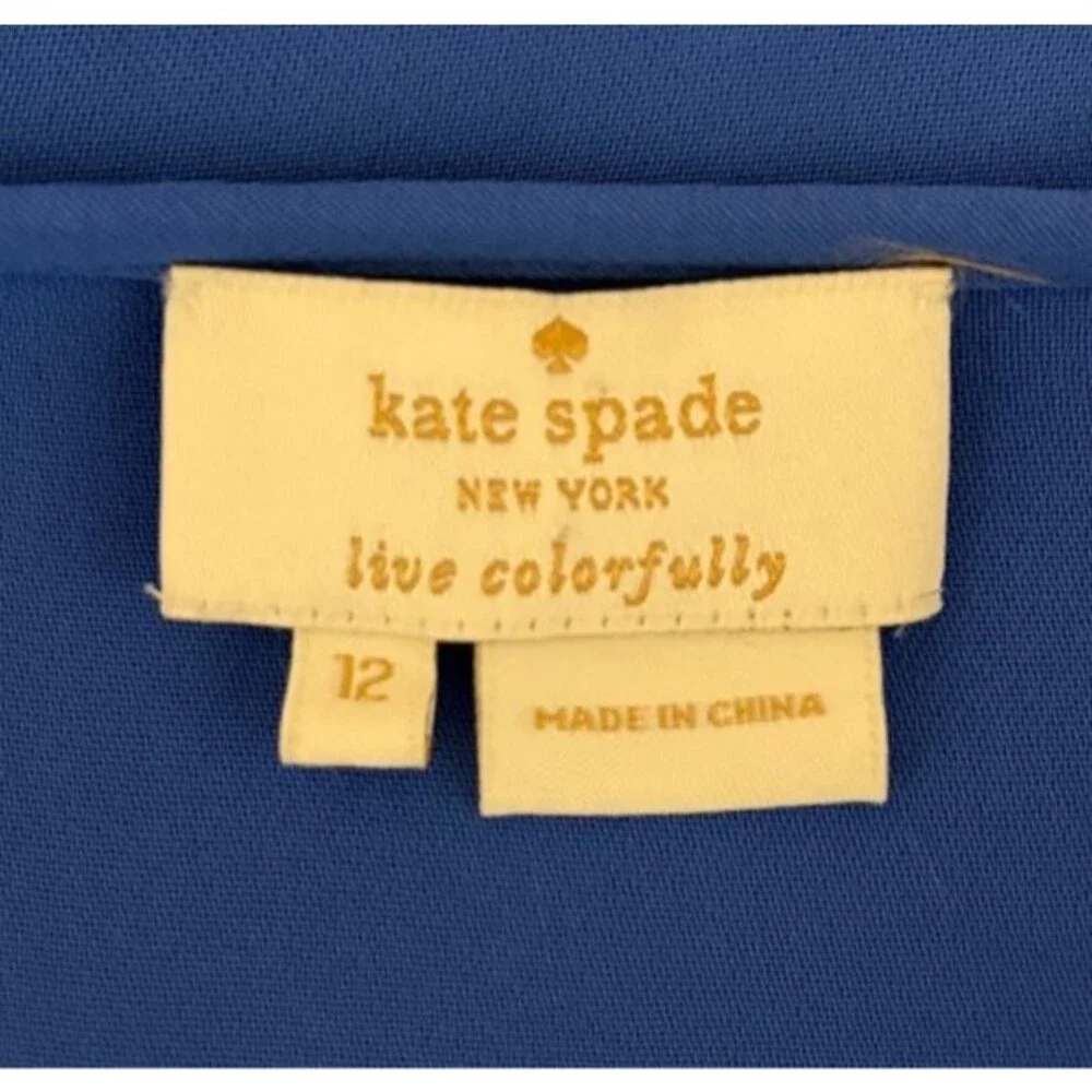 KATE SPADE Womens TOP Sleeveless BLUE Ruffled Front Size 12